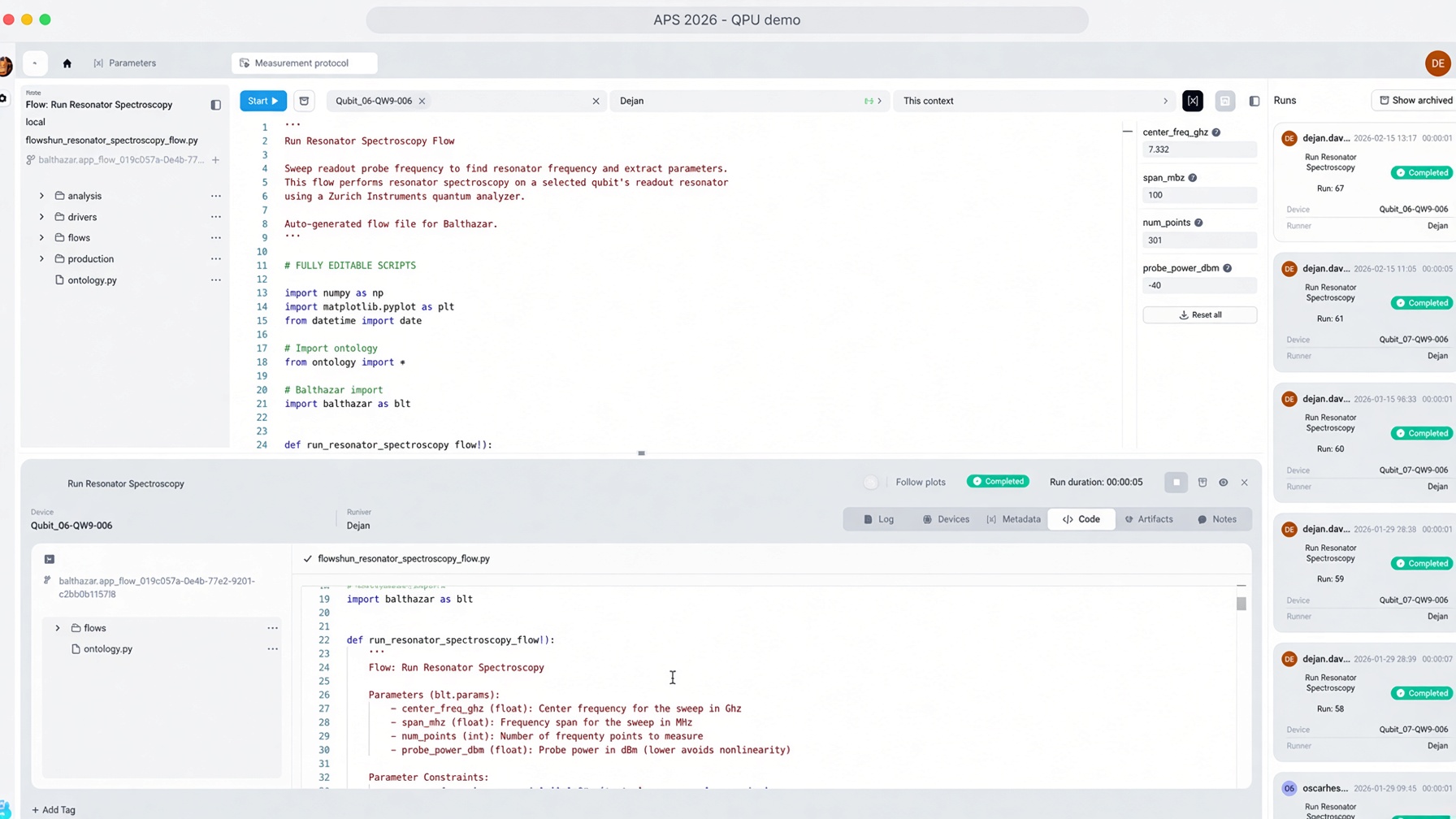 Measurement protocol editor with a Python flow script